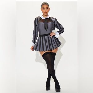 Fashion nova Weekday Woe School Uniform 3 Piece Costume Set - Charcoal